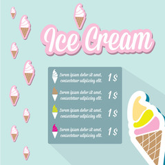 vector illustration of ice cream cafe menu