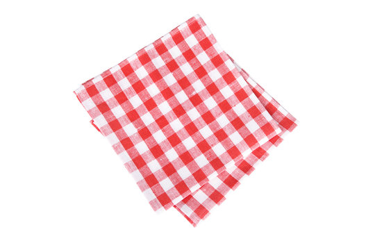 Red Table Napkins On White Background Isolated