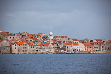 Fototapeta na wymiar Village Sepurine, Prvic island, view from the sea