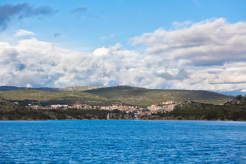 Fototapeta na wymiar Sibenik bay, Croatia view from the sea