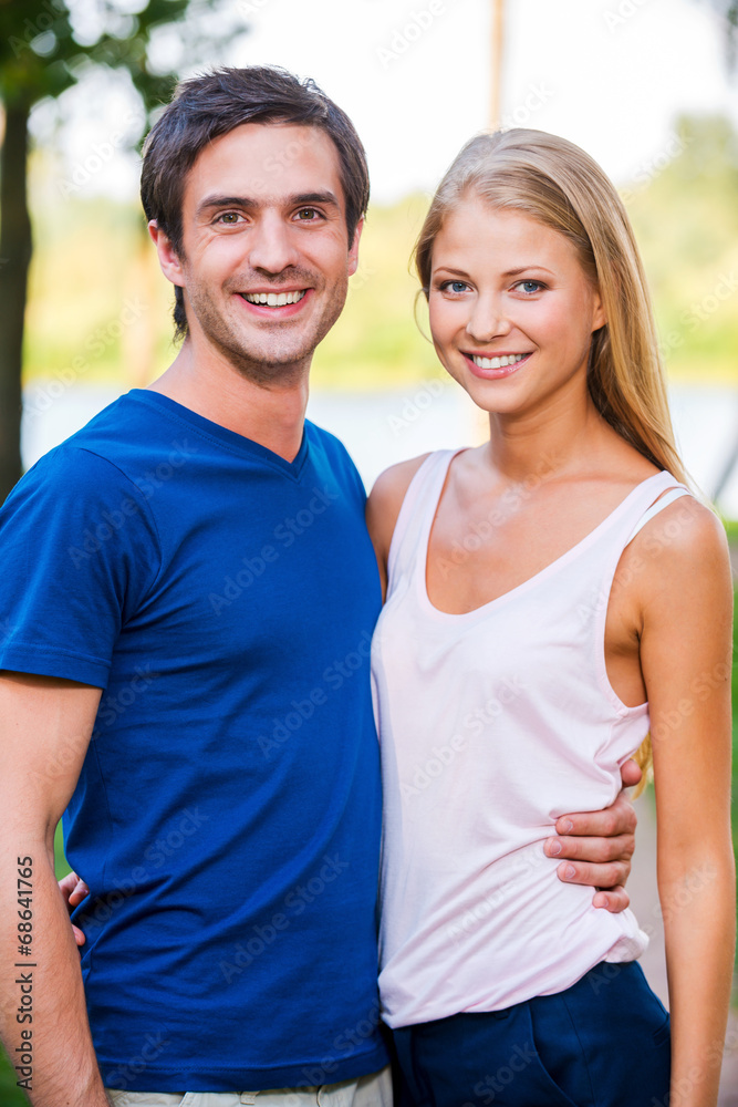 Poster happy loving couple.