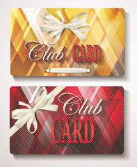 Elegant Club cards with abstract background and white ribbons