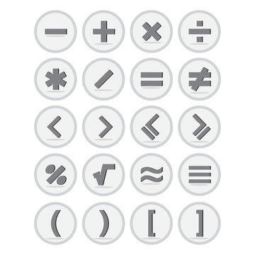 Vector of flat icon, mathematical symbols set