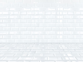 White ceramic brick tile room,background