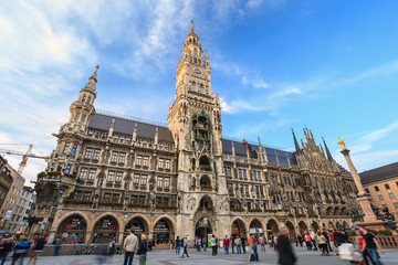Marienplatz town hall square of Munich Germany - obrazy, fototapety, plakaty
