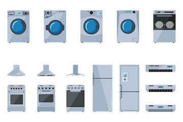 A set of large household appliances