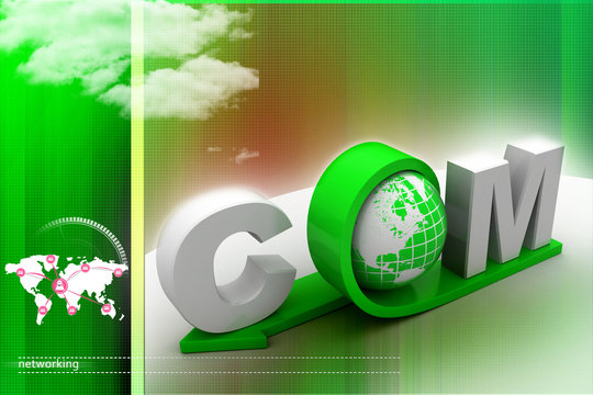 globe with word dot com