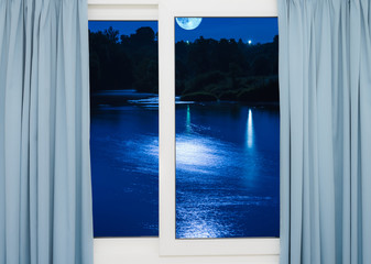 Fototapeta na wymiar window view of the full moon