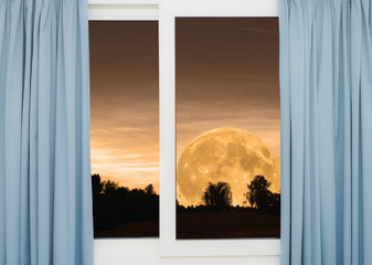 window view of the full moon