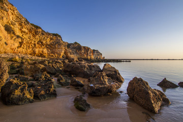 Landscape view of the beaches near Ferragudo, Portugal.