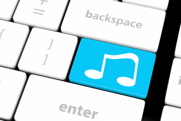 computer keyboard with icon music
