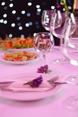 Table setting in restaurant