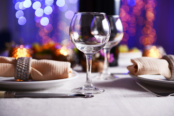 Table setting in restaurant