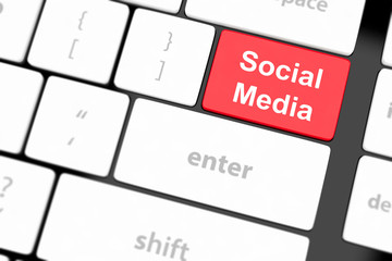 Social media concept on keyboard background