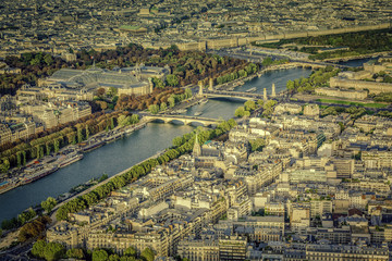 Paris aerial view with Seine River