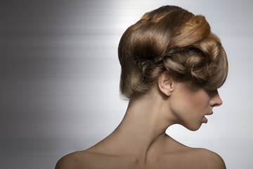 woman with elegant creative hair-