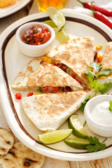 Quesadilla with vegetables. Vegetarian meal