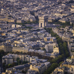 Fototapeta na wymiar Arch of Triumph sunset aerial view in Paris