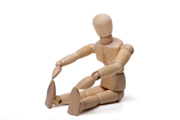 wooden dummy doing gym poses