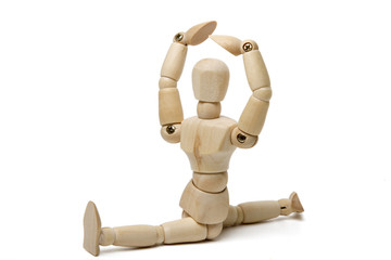 wooden dummy doing gym poses