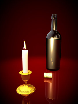 bottle and  candle