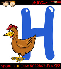 letter h for hen cartoon illustration