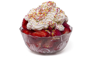 fresh strawberry in a bowl  with cream