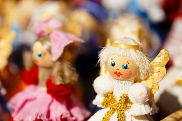 Colorful Belarusian Straw Dolls At The Market In Belarus