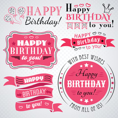 Naklejka premium Happy birthday greeting card collection in holiday design