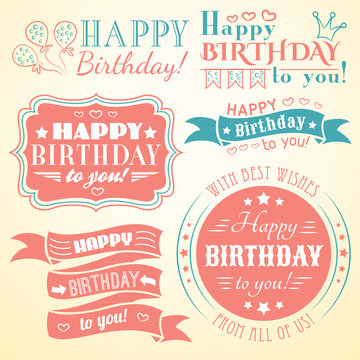 Happy birthday greeting card collection in holiday design