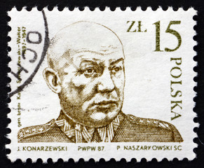 Postage stamp Poland 1987 General Karol Swierczewski Walter - obrazy, fototapety, plakaty