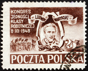 Postage stamp Poland 1948 Ludwig Warynski