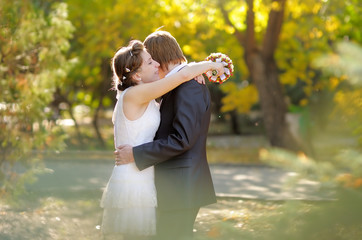 Happy bride and groom