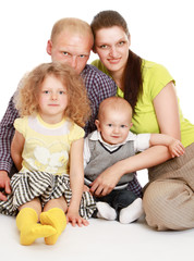 Fototapeta na wymiar Happy family, isolated on white background
