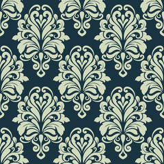 Green retro floral arabesque seamless pattern