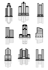 Skyscraper and office building icons