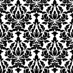 Black colored floral arabesque seamless pattern
