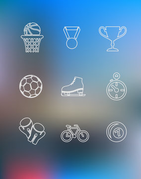 Sport icons set in outline style