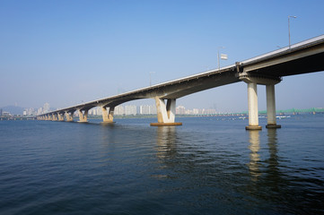 Wonhyo bridge over Hangang river in Seoul, South Korea