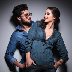 young couple looking at each other