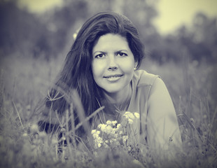 Naklejka premium Portrait of a beautiful Caucasian woman
