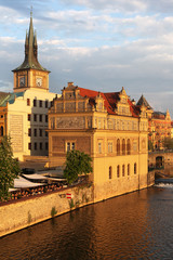 Fototapeta premium The Smetana Museum in Prague, as seen from the Charles Bridge