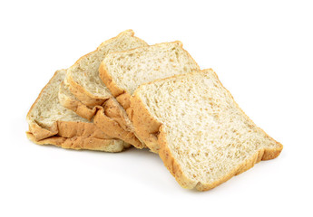 Brown bread slice isolated on white background