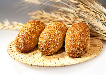 Fresh baked bread with grains