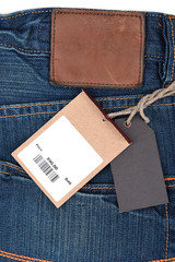 price tag with barcode on  jeans