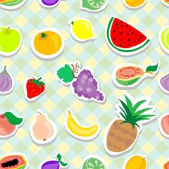 Fruits Stickers Seamless pattern