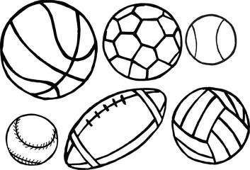 Cercles muraux Sports de balle Ensemble de différentes balles de sport. Vecteur