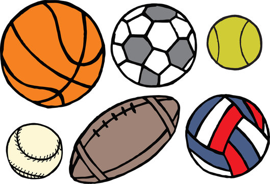 Set of different sport balls. Vector