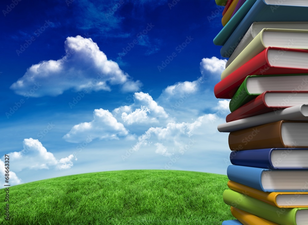 Poster Composite image of pile of books