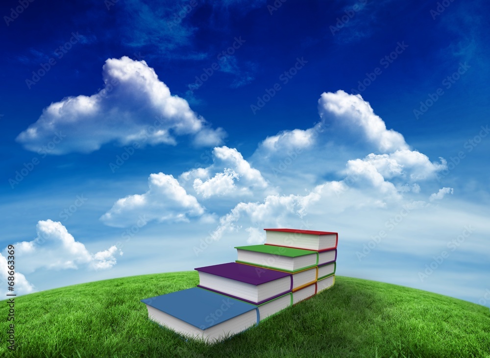Poster composite image of steps made of books